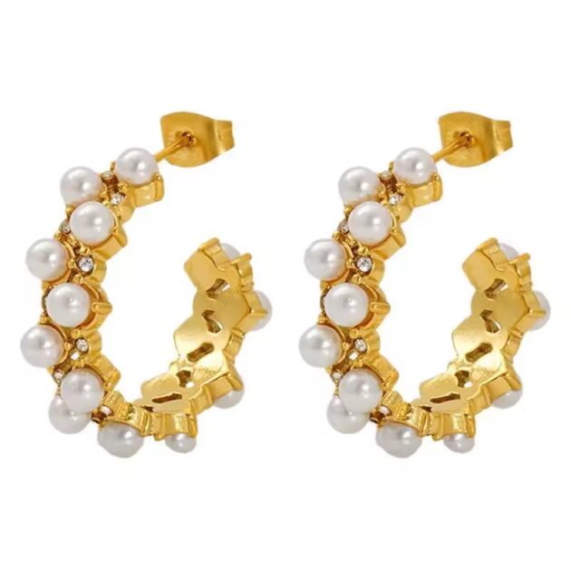 Hollow pearl Hoops